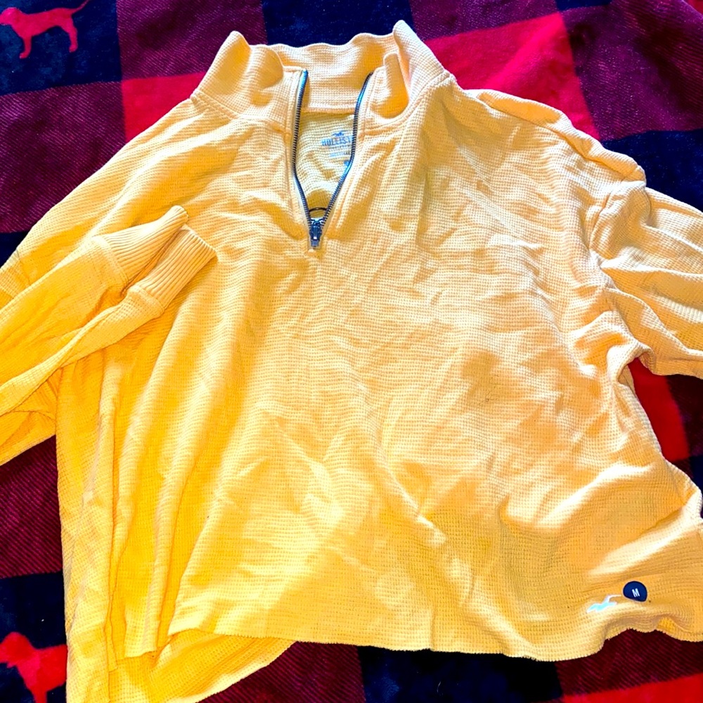 Hollister Yellow turtle neck zip-up top